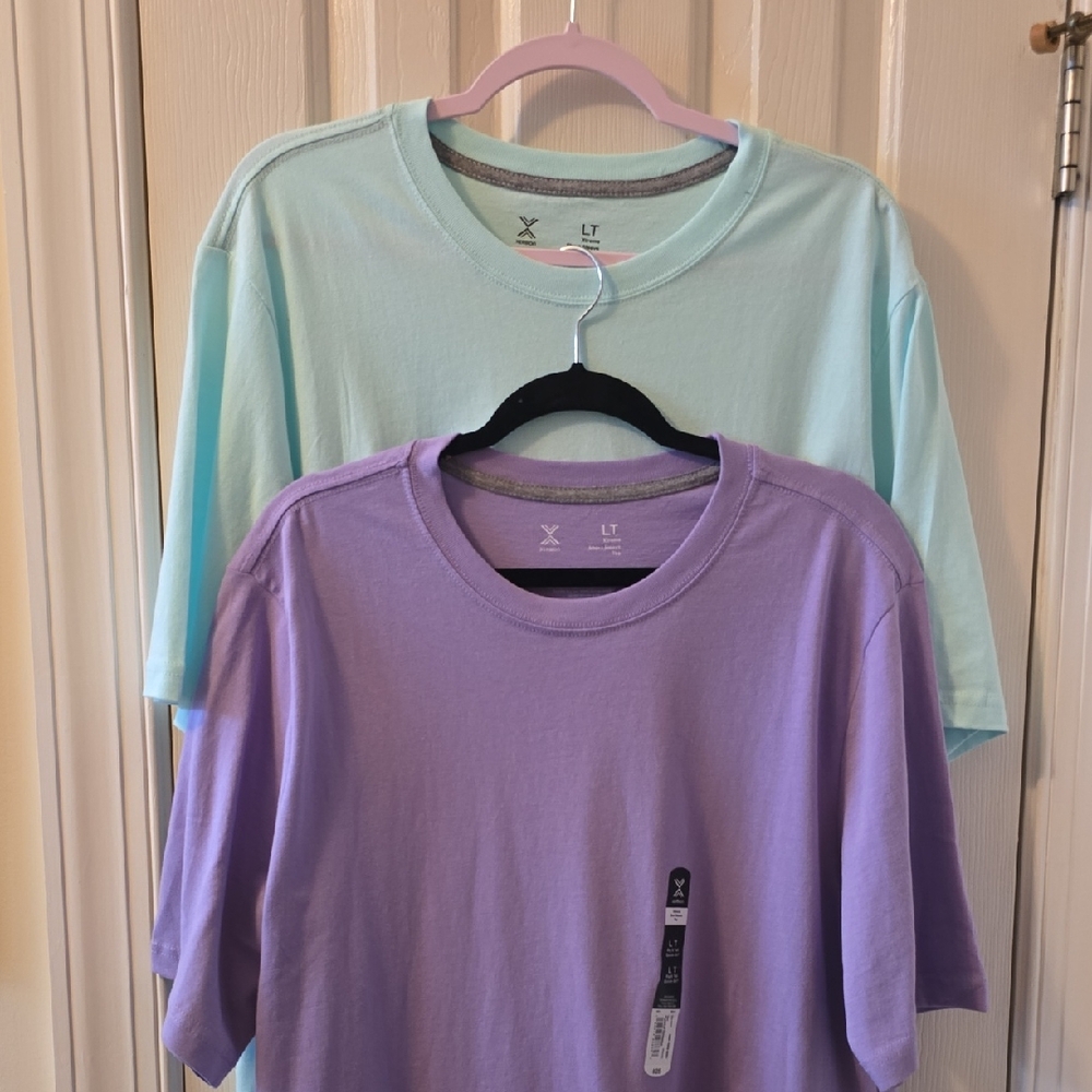 XERSION BRAND MEN'S BIG AND TALL PURPLE AND GREEN TEE-SHIRT BUNDLE SIZE LT